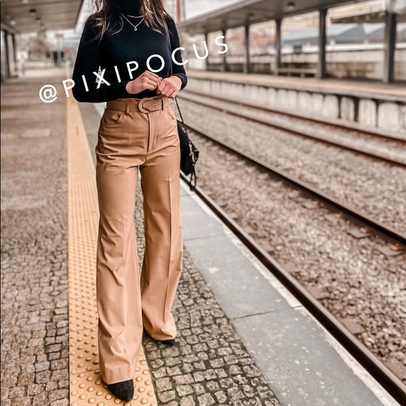 Zara wide leg pants beige Clearance